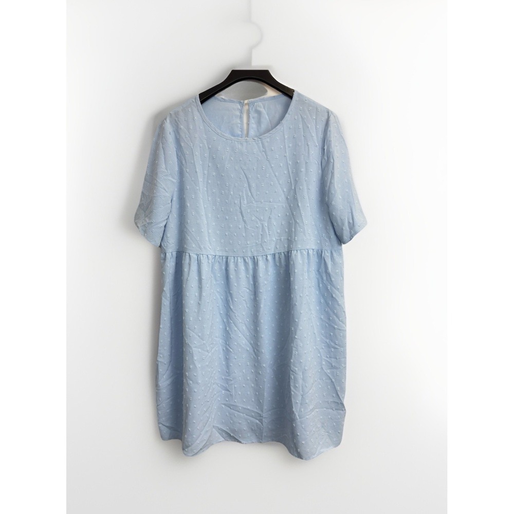 Dreimp Blue Dress Women's Size XL‎ Short Sleeve Swiss Dot